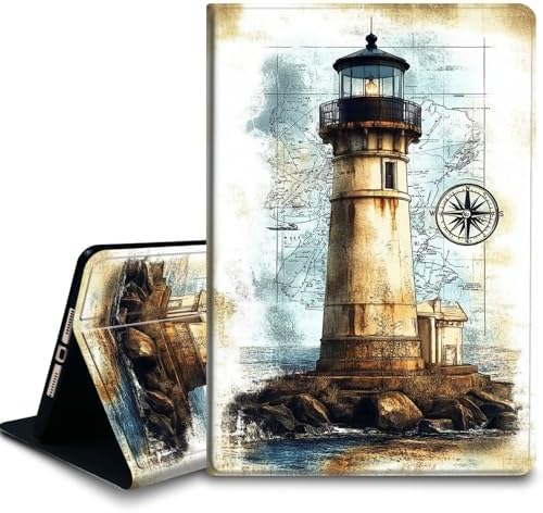 Bxgolkgd Tablet Case for Samsung Galaxy Tab A 10.1 Inch 2016(SM-T580/T585/T587),Shockproof Stand Cover with Heat Dissipation,Auto Wake/Sleep Function,Vintage Lighthouse Nautical