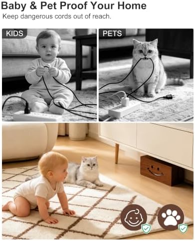 Solid Wood Cable Management Box, Cute Smile Cord Hider Box for Desk