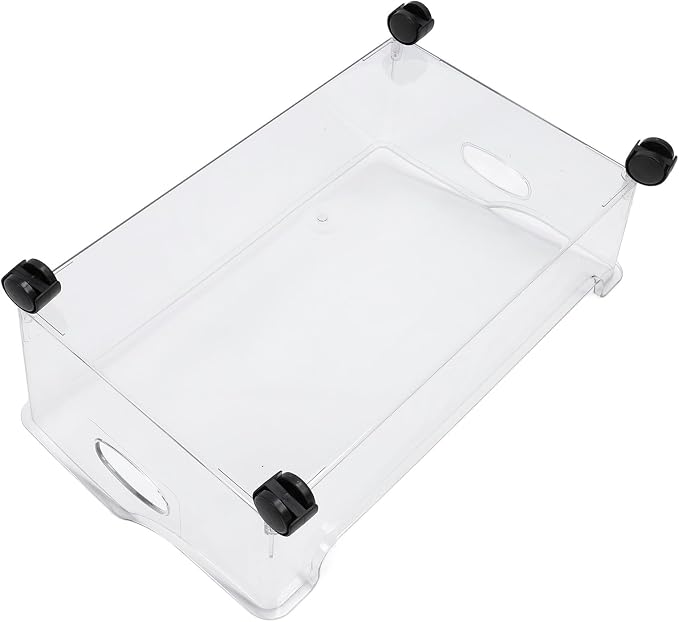 Fdit Large Transparent Storage Basket with Wheel for Books with Snacks, Under Bed Organizer for Home Vehicle, PET Material (1pcs per pack)