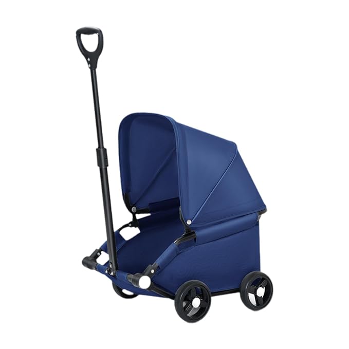 Dog Stroller Pet Stroller Dog Cart Pet Carrier with Compact Fold to 25cm Safe Buckles Anti Slip Wheels Oxford Suitable for Walking Errands Publ, Dark Blue