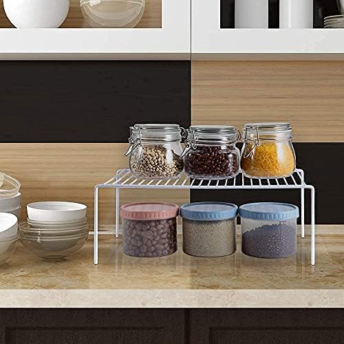 Redrubbit Large (15.7 x 9.4 Inch) Cabinet Storage Shelf Rack, Set of 6, Rustproof, Minimalist, White, Metal Steel, 6 Shelves, Kitchen, Bathroom, Bedroom, Freestanding, No Assembly Required