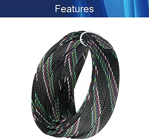 Jutagoss PET Expandable Braided Cable Sleeve, 16.4ft - 1/2 inch Multicolor Cable Management Sleeve, Wire Loom Tube Cord Protector for USB Cable, Power Cord, Audio Video and More, 1Pc