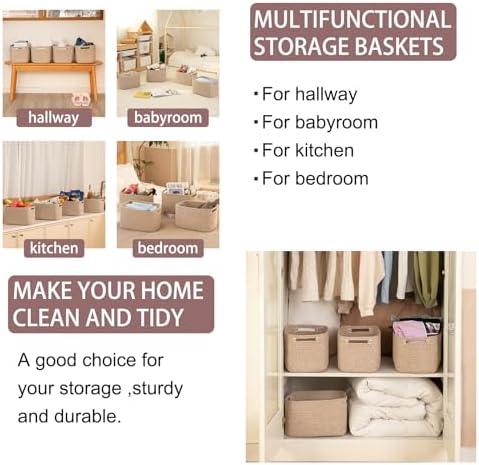 OIAHOMY 4 Pack Storage Baskets for Organizing 15L Cube Storage Bins Brown