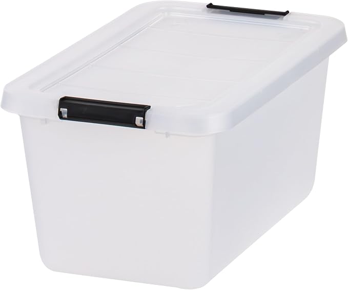 IRIS USA 6-Pack 13.5 Quart Clip Box with Latching Lid | Latching lid secures office and household supplies. Stackable, nestable design maximizes storage space