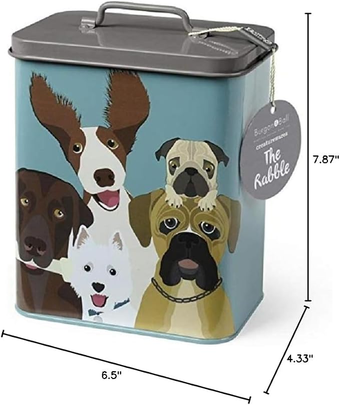 Burgon & Ball Creaturewares The Rabble Dog GCR/CAT Tin Pet Food Storage, 16.5 cm x 11 cm x 20 cm Size