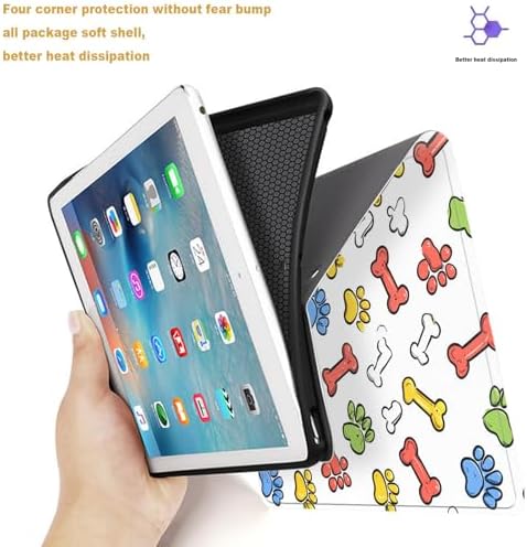Tablet Case for iPad Air 13" M3/M2,iPad Pro 12.9" 6th/5th/4th/3rd Generation,Shockproof Protective Cover with Stand,Auto Wake/Sleep,Pet Paw Print Bone Pattern