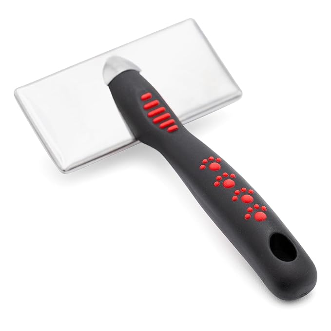 Jeffers Pet Non Slip Slicker Grooming Brush – Soft Flexible Pins, Red & Black Handle. Detangling Grooming Tool for Dogs & Cats w/Short, Long, Thick & Curly Coats, Easy Storage, Travel Size - Medium