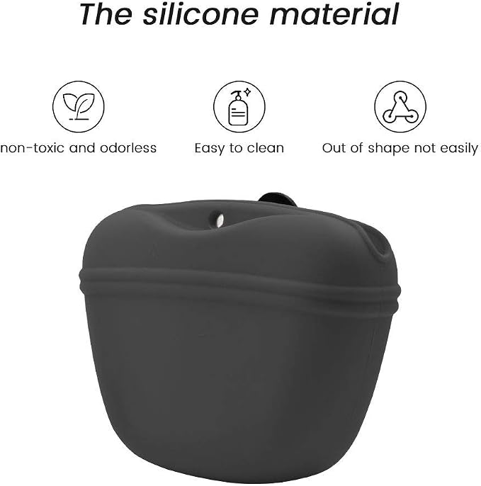 AUDWUD Silicone Dog Treat Pouch with Clicker Magnetic Closure Secure Clip | Upgraded clip keeps your treat pouch secure during training.Magnetic closure allows fast one hand access.Includes dog click