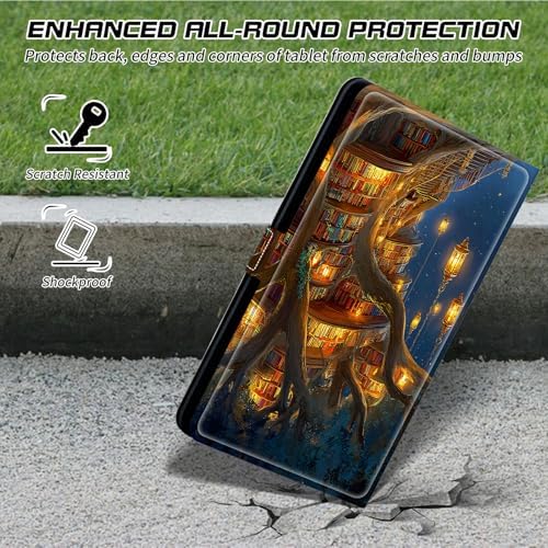 Universal Case for T-Mobile Revvl Tab 2 10.1" Model:9185W 2025/Revvl Tab 5G 10.36" 2023, 360 Degree Rotating Kickstand Protective Stand Leather Shell Cover for 9"-10.5", Lantern Village
