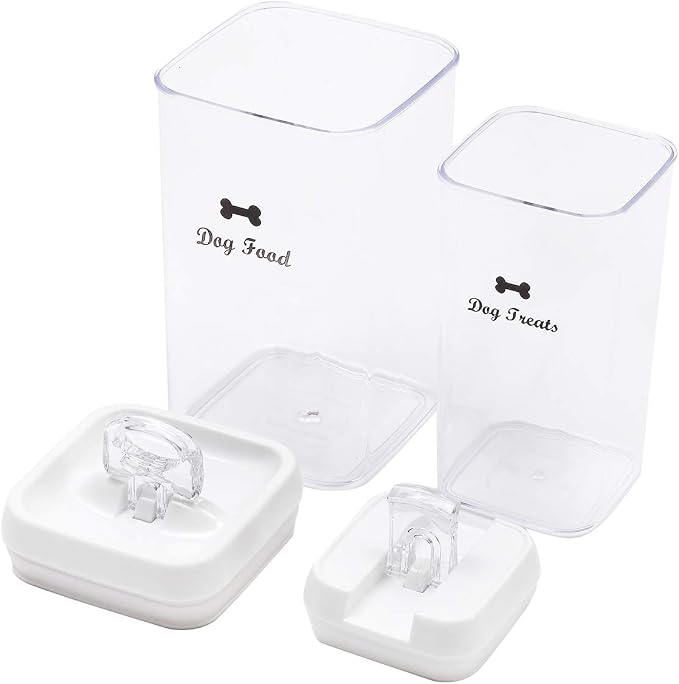 Pethiy Dog Food and pet Treats Storage Container - Clear Plastic - airtight Storage Canister Tins cookie pet jars(2 Pack set)