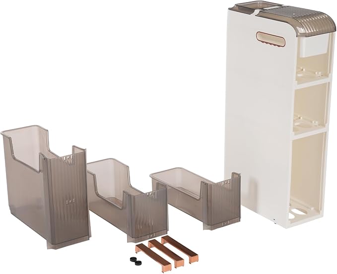 Storage Cabinet with 3 Drawers Slim Floor Standing PP Bathroom Organizer | Slim design fits tight corners – semi-transparent drawers protect from dust – 4 smooth-rolling wheels included