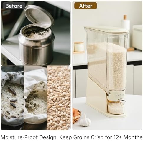 UFORU Slim Rice Dispenser 22 LB,Clear Rice Storage for Small Spaces
