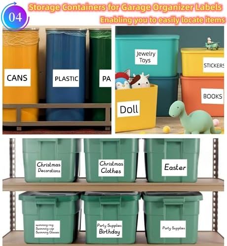 100 4" x 6" Organizing Labels for Storage Bins White Blank Large Label | Organization Name Stickers for Containers Box Bin Kitchen Storage, Moving Shipping Packing , Proof-Water/Oil, Sticky