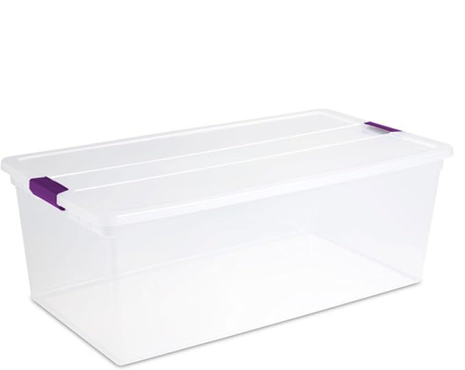 Sterilite 12-Pack 110 Quart ClearView Latch Box, Stackable Organizer Bins with Latching Lids - Clear Plastic Organization Containers for Closet, Bedroom, Shelving Units and Everyday Home Storage