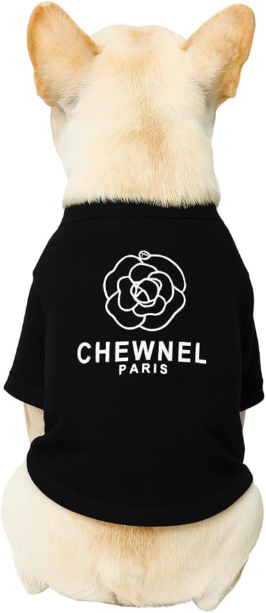 Dog T-Shirts for Small Dogs, Designer Dog Clothes, Luxury Chewnel Print Tee | Dog T-shirts for small dogs; soft lightweight designer dog clothes with luxury comfort for Chihuahuas, Yorkies and Dachshunds
