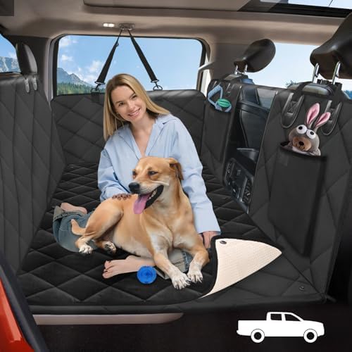 Hard Bottom Dog Truck Seat Cover for Crew Cab Trucks with Blanket
