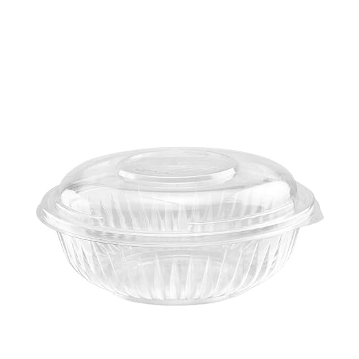 DART PET24BCD 24 oz Clear PET Bowl with Dome Lid (Case of 126 Bowls w/Lids)