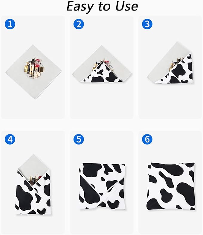Self-Adhesive Magic Cloth Makeup Bag, Multi-Functional Cosmetic Bag, Portable Make up Wrap for Travel, Open Lay Flat Cosmetic Pouch Storage Organizer for Skincare & Makeup Accessorie (Cute)