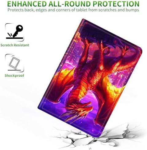 Case for Samsung Galaxy Tab S8 Plus 2022/S7 FE 2021/S7 Plus 2020 12.4" | Slim Leather Smart Cover with Multi-Angle Anti-Slip Stand [Auto Wake/Sleep] Shell for Women Men, Purple Red Dragon