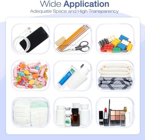 Clear Hard Shell Zipper Case, 4 Pack Diaper Bag Organizer Pouches, Toiletry Bag for Travel, Waterproof Makeup Bags for Cosmetic, Toy Storage Organizer Pencil Bag