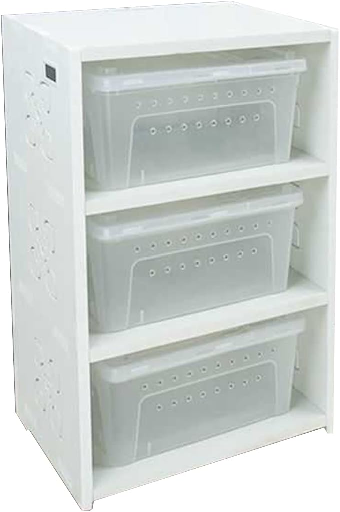 Reptiles Breeding Box, 3 Tier Reptile Terrarium Drawer Cabinet with 3 Feeding Boxes for Lizard Gecko Turtle, 31.5x22x45.5CM