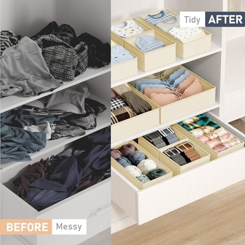 DIMJ Drawer Organizer Clothes - 28 Pack Baby Dresser Organizer for Nursery Closet Organization, Fabric Drawer Organizer Bins for Underwears Socks Bras, Foldable Storage Dividers for Bedroom