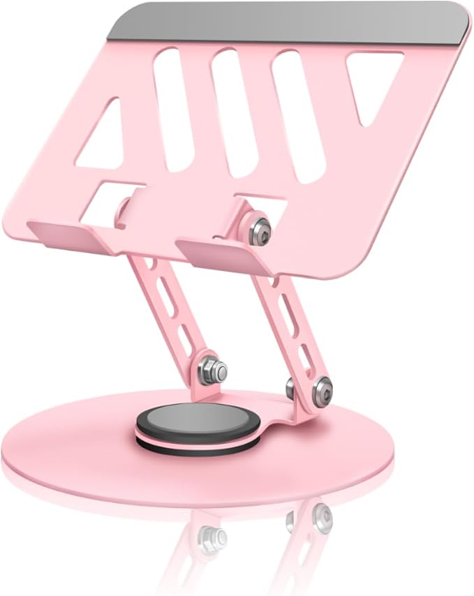 360° Rotating Tablet Stand - Pink |Adjustable Dual Rotary Shaft,Folding Design | Fits iPads & Tablets Up to 13" | Ideal for Work,Painting,Office,Travel,Home