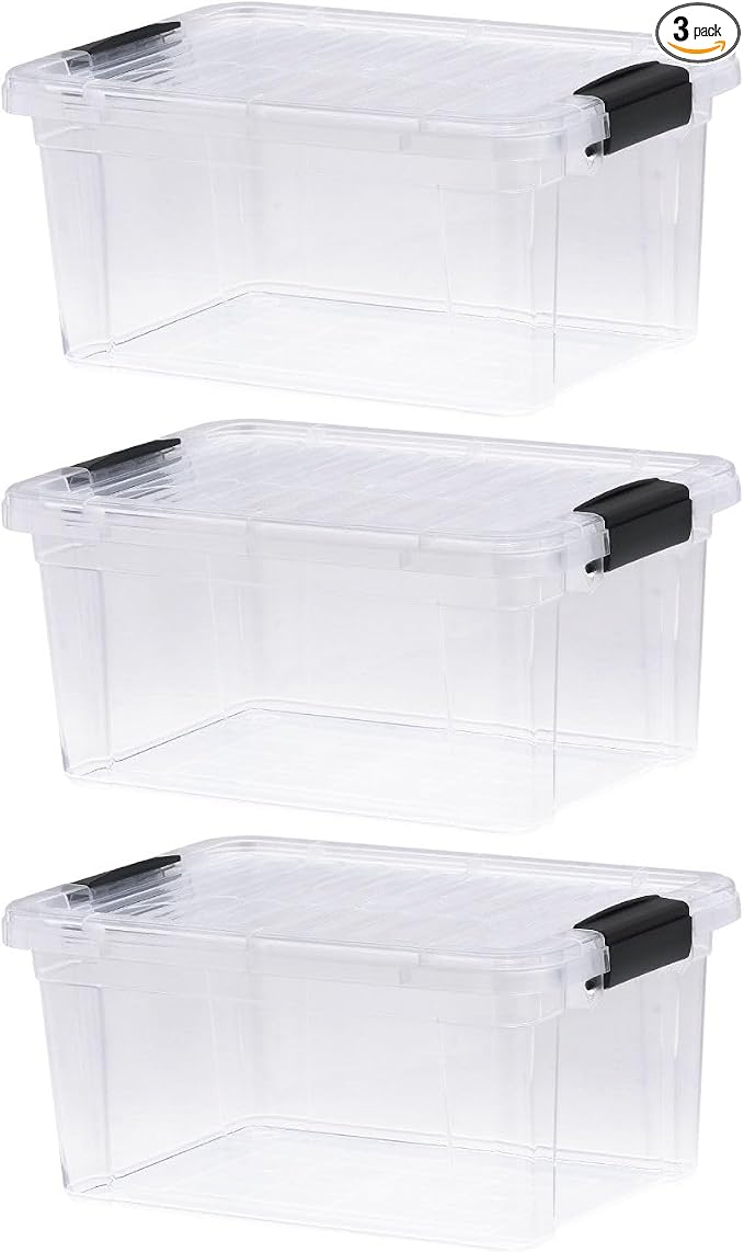 Superio 6.6 Quart Clear Plastic Storage Boxes with Lids, Stackable Organizer Containers, BPA-Free Storage Bins for Home, Office, School & Dorm, 3 Pack