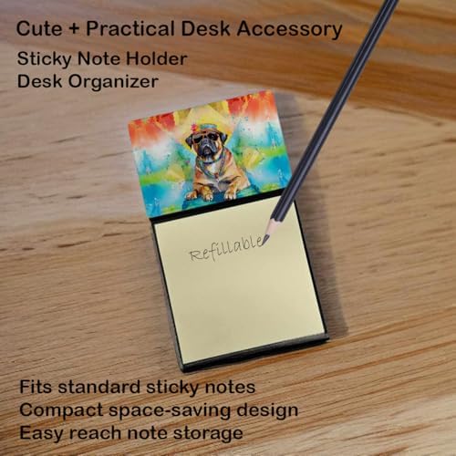 Caroline's Treasures Cane Corso Hippie Dawg Sticky Note Holder Refillable Dispenser Self-Sticky Note Pads, Memo Pads Blank Desk Accessories
