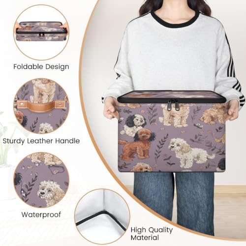 Dog Puppy Storage Box with Zipper Lid | Collapsible, Fabric, Storage Bin, Handle, Large, Closet Organizer, Containers, Bedroom, Home, Cute Dog