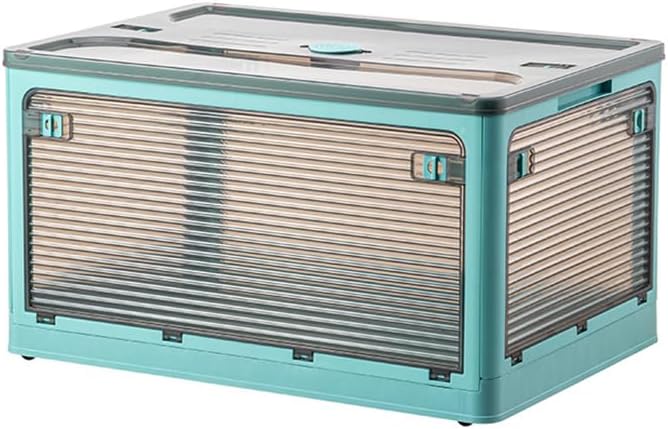 Aramox Clothes Storage Box, Clear Clothes Storage Organizer in Plastic PET, 4 Way Opening Lid Bottom Pulleys Transparent Bin for Bedroom Living Room Home Books Toys (Large 51.5x36x30)