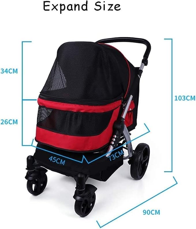 Large Pet Pram Dog Strollers Travel Carriage Stroller Carrier Cat Stroller Breathable 600d Oxford Cloth (Grey A) ()