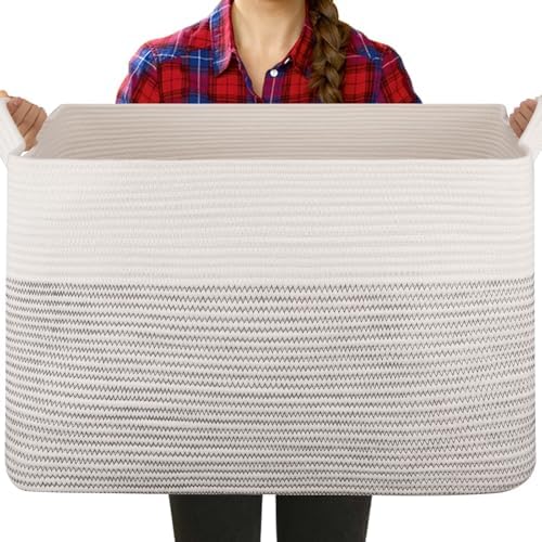OIASKET 90L Extra Large Blanket Basket Living Room, 24"x16.9"x14.2"