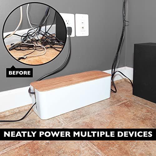 Iron Forge Cable Cable Management Box, 2 Pack - White with Wood Top