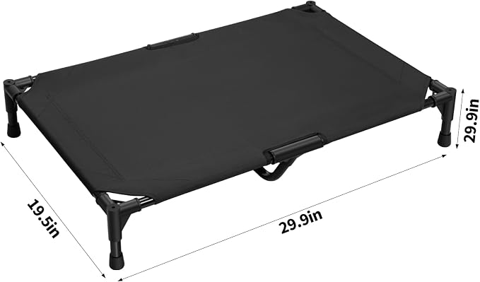 Love&go Elevated Dog Bed with Metal Frame, Cooling Raised Pet Cot for Dog and Cat (M - Black, Medium-29.9x19.5x5.5 inch)