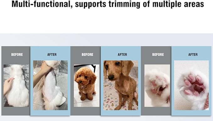 VCM Dog Clipper 2 in 1 Grooming Kit Electric Rechargeable Cordless Shaver Replaceable Paw Trimmer Blade Low Noise for Dog Cat Pet