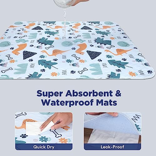 FURTIME Washable Pee Pads for Dogs, Super Absorbent, 2 Pack 48"x48" Blue | Reusable Pads for Dog Training Pads, 100% Waterproof Non-Slip Pee Pads Whelping Pads Dog Playpen Pads Crate Mat Bed Pads