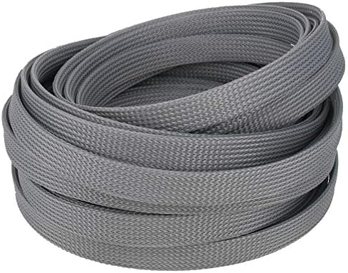 Bettomshin 1Pc 32.8Ft(10m) Cable Management Sleeve, 1/2"(12mm) Width PET Grey Cord Protector, Wire Loom Tube Insulated Split Sleeving for USB Cable Power Cord Organizer Video Cable Hider
