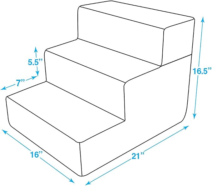 Best Pet Supplies Dog Stairs & Steps - Foam Steps for Small Dogs & Cats, Non-Slip Indoor Balanced Pet Step Support, Dog Ramp, No Assembly, Brown Lattice Print, Foldable 3-Step (16.5-inch Height)