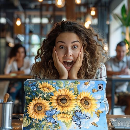 for Microsoft Surface Pro 8-13" 2021 Tablet Case,Auto Wake/Sleep,Adjustable Stand Protective Cover - Sunflower Butterfly