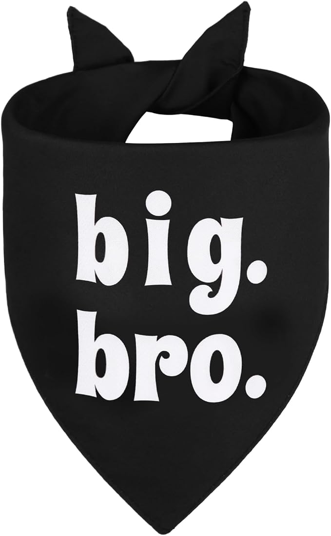 Big Brother Dog Bandana Black Small 1PCS, Adjustable Triangle Scarf | Pregnancy Announecment, New Baby for Family.