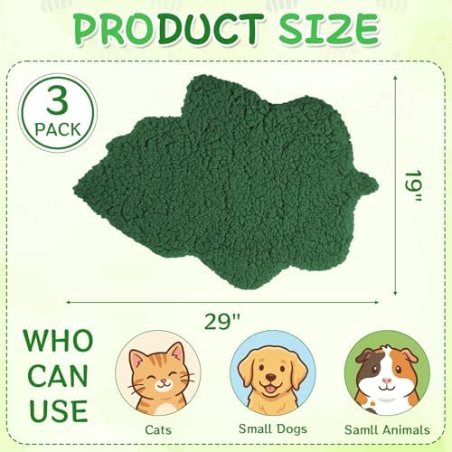 3 Pack Self Warming Pet Bed Leaf Shape Self Heating Cat Dog Mat Washable Thermal Sleeping Pad for Indoor Outdoor Hedgehog, Bunny, Sugar Glider, Rat, Chinchilla(Mixed Colors,Large-19 x29)