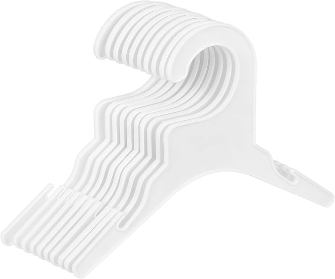 10pcs Small Plastic Dog Costume Hangers Pet Garment Clothes Hanger for Cats and Dogs, White Lightweight Closet Organizer for Small Pet Apparel Storage