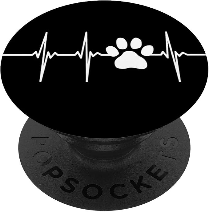 Puppy Dog Kitten Cat Paw Pet Lover Heartbeat EKG PopSockets PopGrip: Swappable Grip for Phones & Tablets