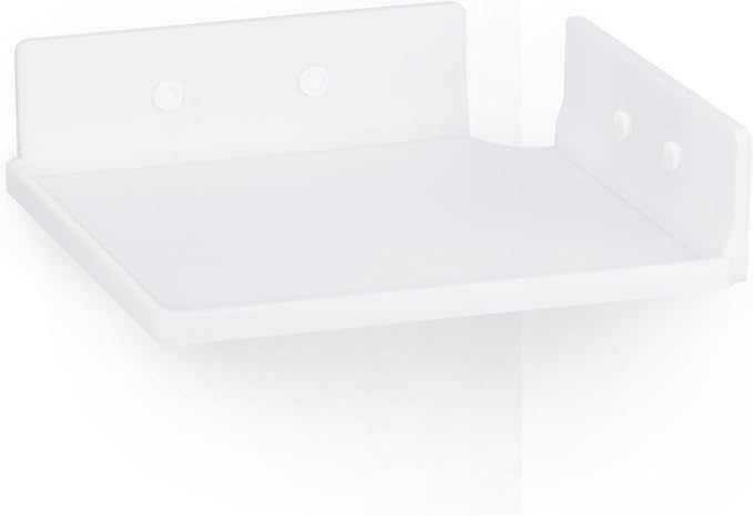 9" Small Corner Shelf Mount, Adhesive & Screw in, for Speakers, Cameras, Baby Monitors, Plants, Books Electronics, Collectibles & More, Floating Shelves (White) by Brainwavz