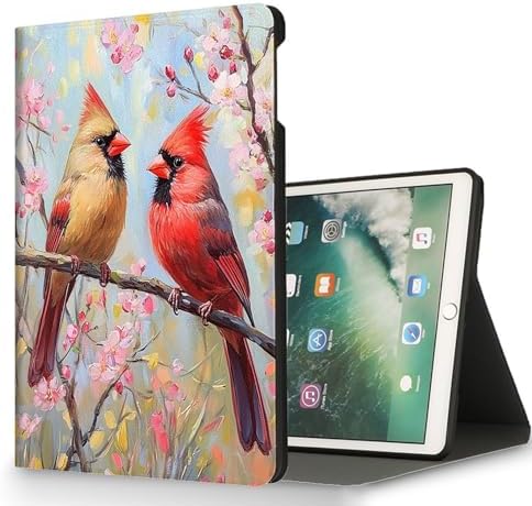 for Microsoft Surface Pro 7 Plus,Surface Pro 7/6/5/4 12.3" Tablet Case,Auto Wake/Sleep,Adjustable Stand Protective Cover - Cute Cardinal Bird Sakura