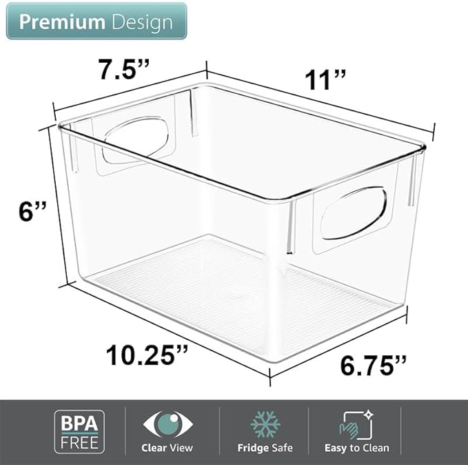 Sorbus 2 Pack Large Clear Plastic Storage Bins, Clear Organizer Bins with Handle for Kitchen, Pantry, Cabinet, Refrigerator, Craft, Toys, Clothes, Closet, Under Sink, Bathroom Organizers and Storage