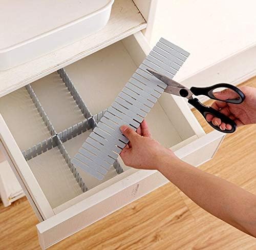 8pcs DIY Plastic Drawer Organizer Adjustable Drawer Dividers for Home Tidy Closet, Socks, Underwear, Office School Supplies, Kitchen Utensil Tools (Grey)