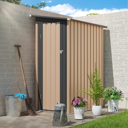 4 * 2 FT Metal Garden Storage Sheds for Patio Backyard Tools House Storage Waterproof Garden Tool Storage Sheds (Side-Opening Door)