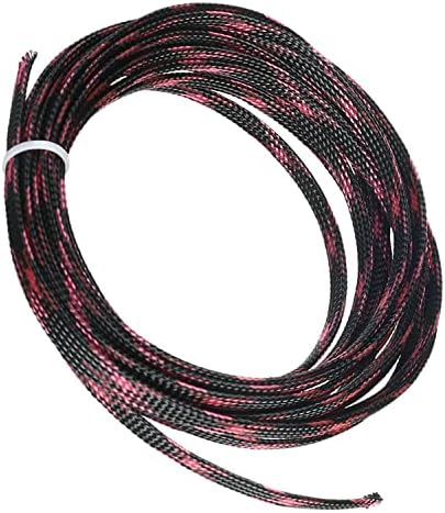 Jutagoss PET Expandable Braided Cable Sleeve, 16.4ft - 1/4 inch Black Pink Cable Management Sleeve, Wire Loom Tube Cord Protector for USB Cable, Power Cord, Audio Video and More, 1Pc